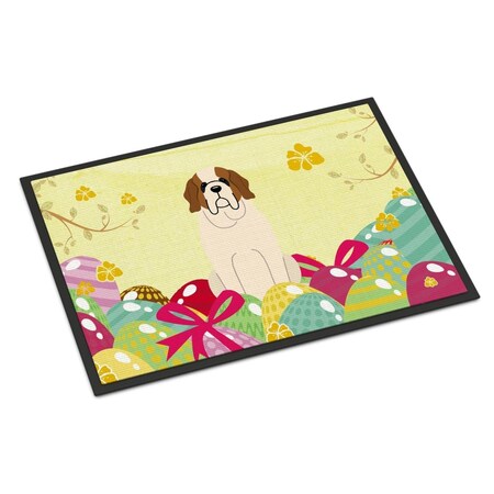 Carolines Treasures 18 x 27 in. Easter Eggs Saint Bernard Indoor or Outdoor Mat BB6035MAT